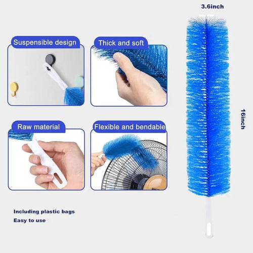 Dust brush, cleaning brush – bendable microfiber brush head, reusable dust collector, washable, suitable for ceiling fan blades.