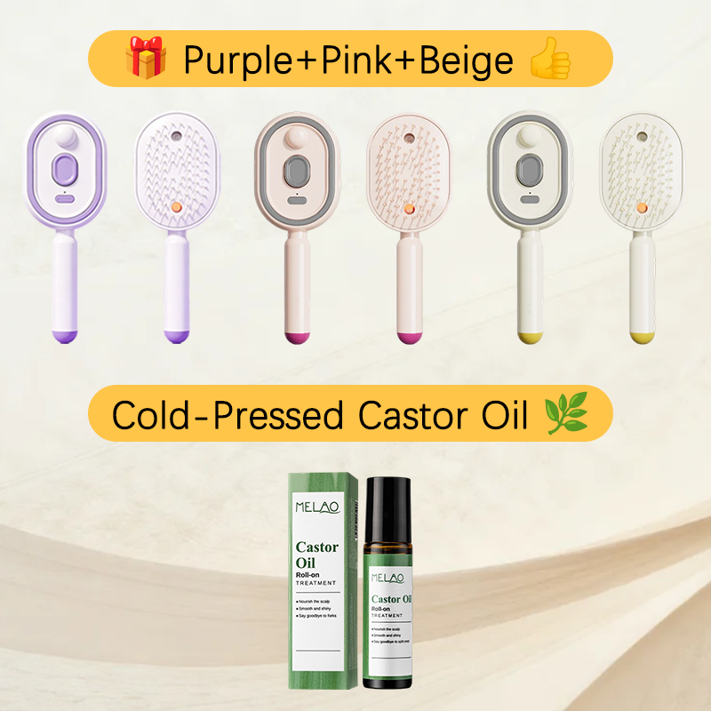 💖Scalp Massager Comb 💆‍♀️ – Self-Cleaning 🧼, Tangle-Free ✂️ & Frizz-Control Hair Brush with Soothing Mist Spray 💨✨ | Perfect for Dry, Brittle Hair 💧🌟