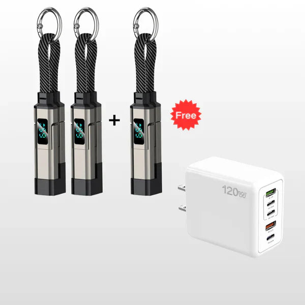 upsell🔥Limited Time SALE 40% OFF🔥4-in-1 Digital Display Keychain Charging Cable