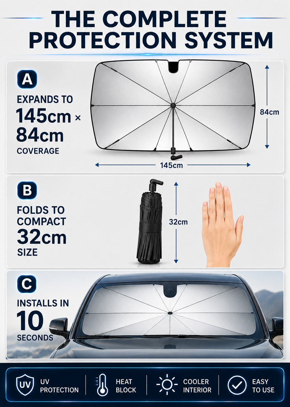 upsell🔥 2026 Upgraded Car Windshield Sun Shade Umbrella (Copy)