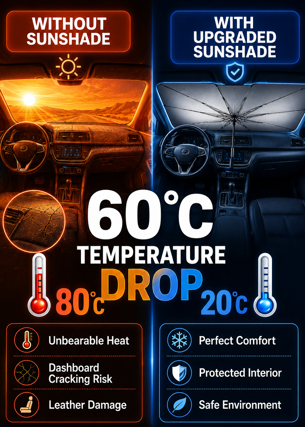upsell🔥 2026 Upgraded Car Windshield Sun Shade Umbrella (Copy)