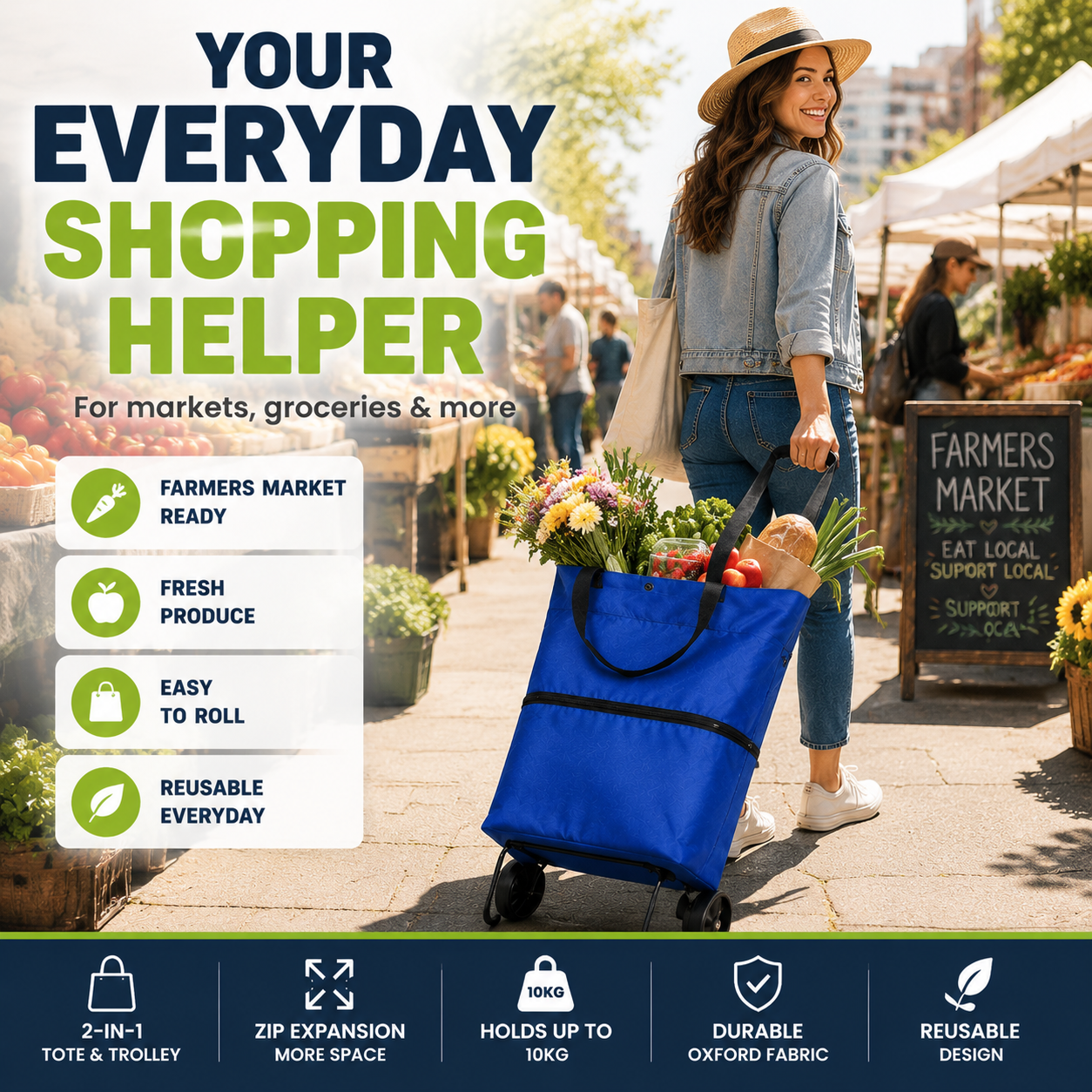 GROCERY SHOPPING BAG WITH WHEELS