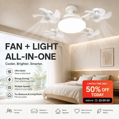 💡 50% OFF RIGHT NOW! 🌀 LED ceiling fan with lighting, remote-controlled: an all-in-one set combining a fan and lighting ✨