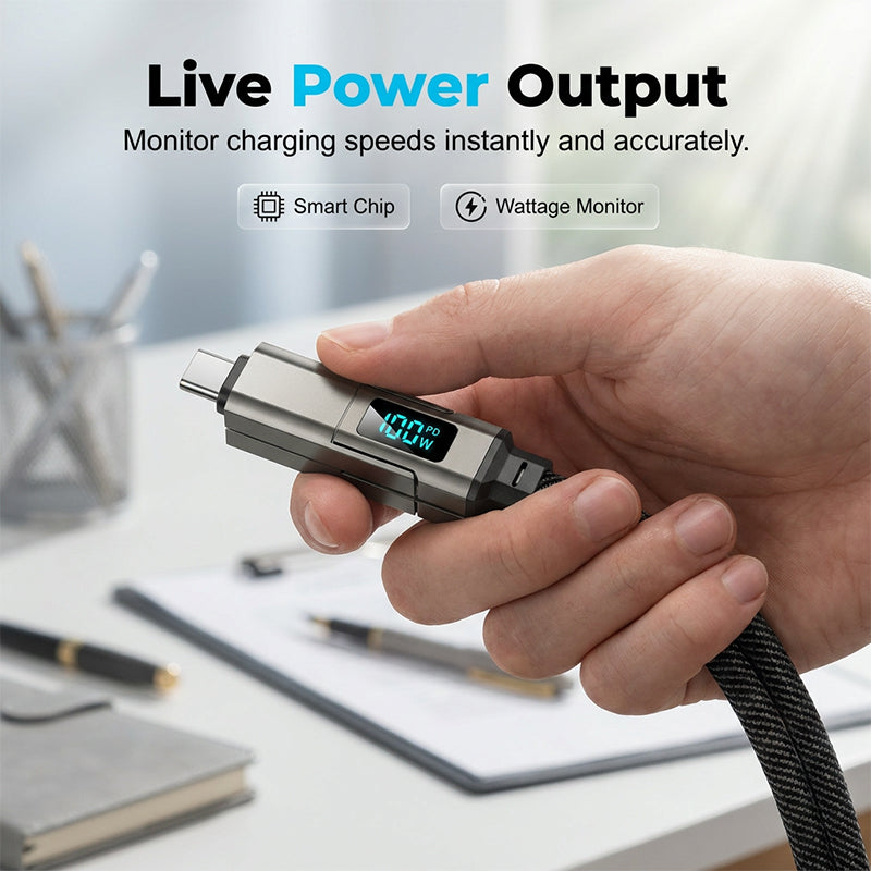 upsell🔥Limited Time SALE 40% OFF🔥4-in-1 Digital Display Keychain Charging Cable