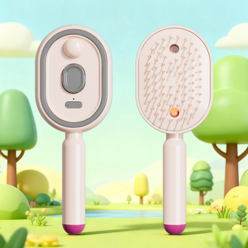 💖Scalp Massager Comb 💆‍♀️ – Self-Cleaning 🧼, Tangle-Free ✂️ & Frizz-Control Hair Brush with Soothing Mist Spray 💨✨ | Perfect for Dry, Brittle Hair 💧🌟